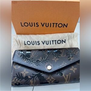 Louis Vuitton Black and Brown Floral Monogram Wallet